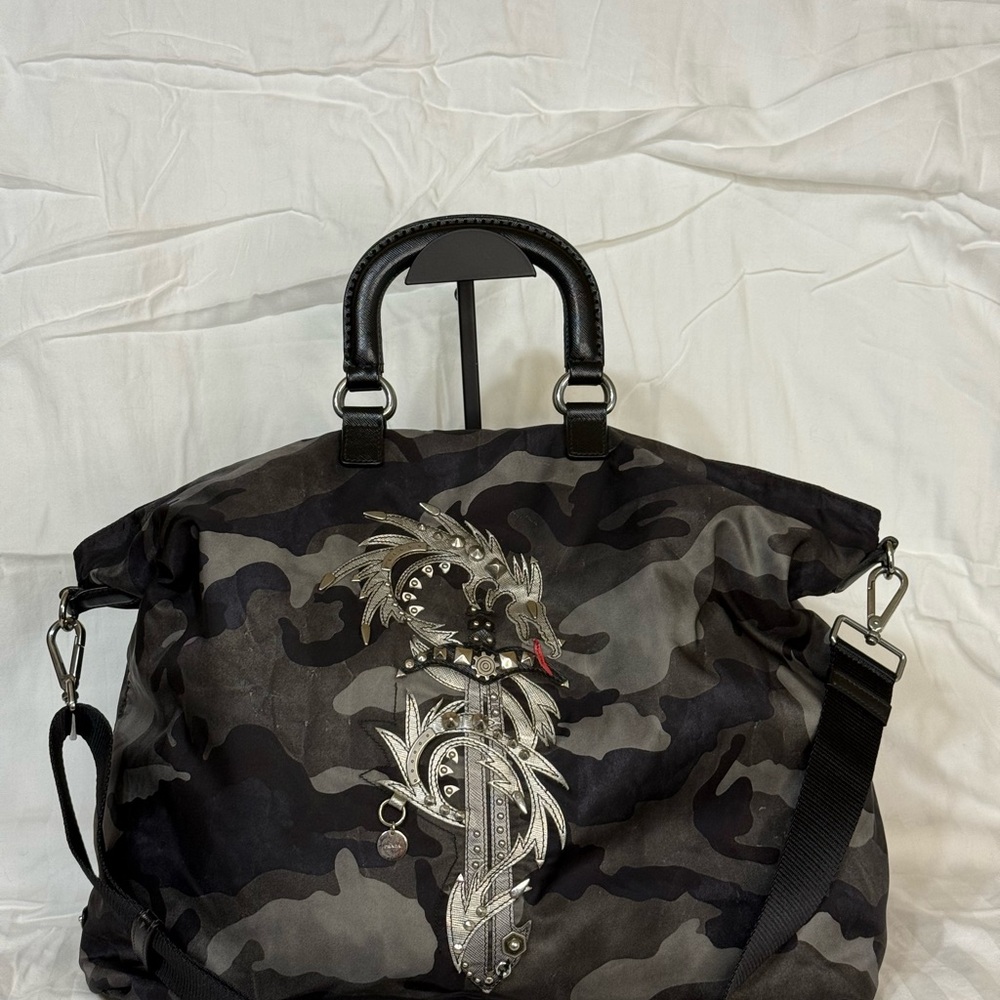 ♥️Sale♥️ Prada Black and Gray Camouflage 3 Way Bag